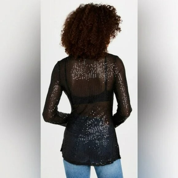 Free People Sequin Shirtee in Black.  SZ XL - Picture 5 of 5
